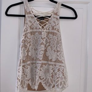 Express lace cross cross top